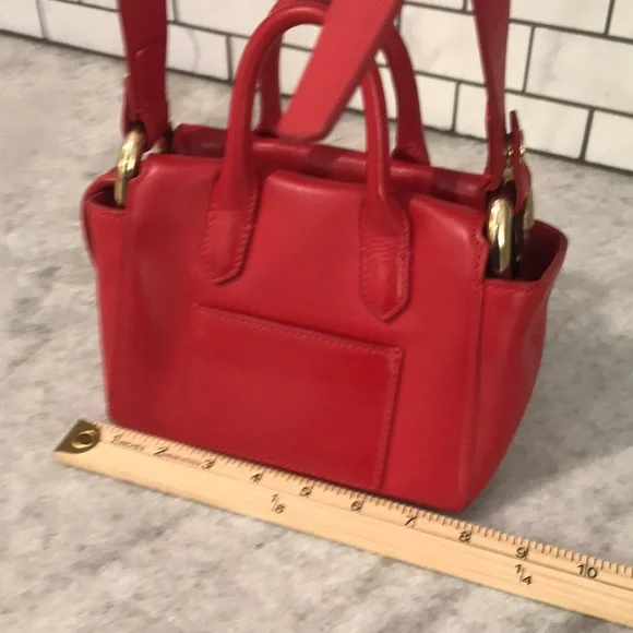 J Crew Crossbody Purse Womens Red Harper Leather Shoulder Bag Classic Bohemian - Picture 8 of 12